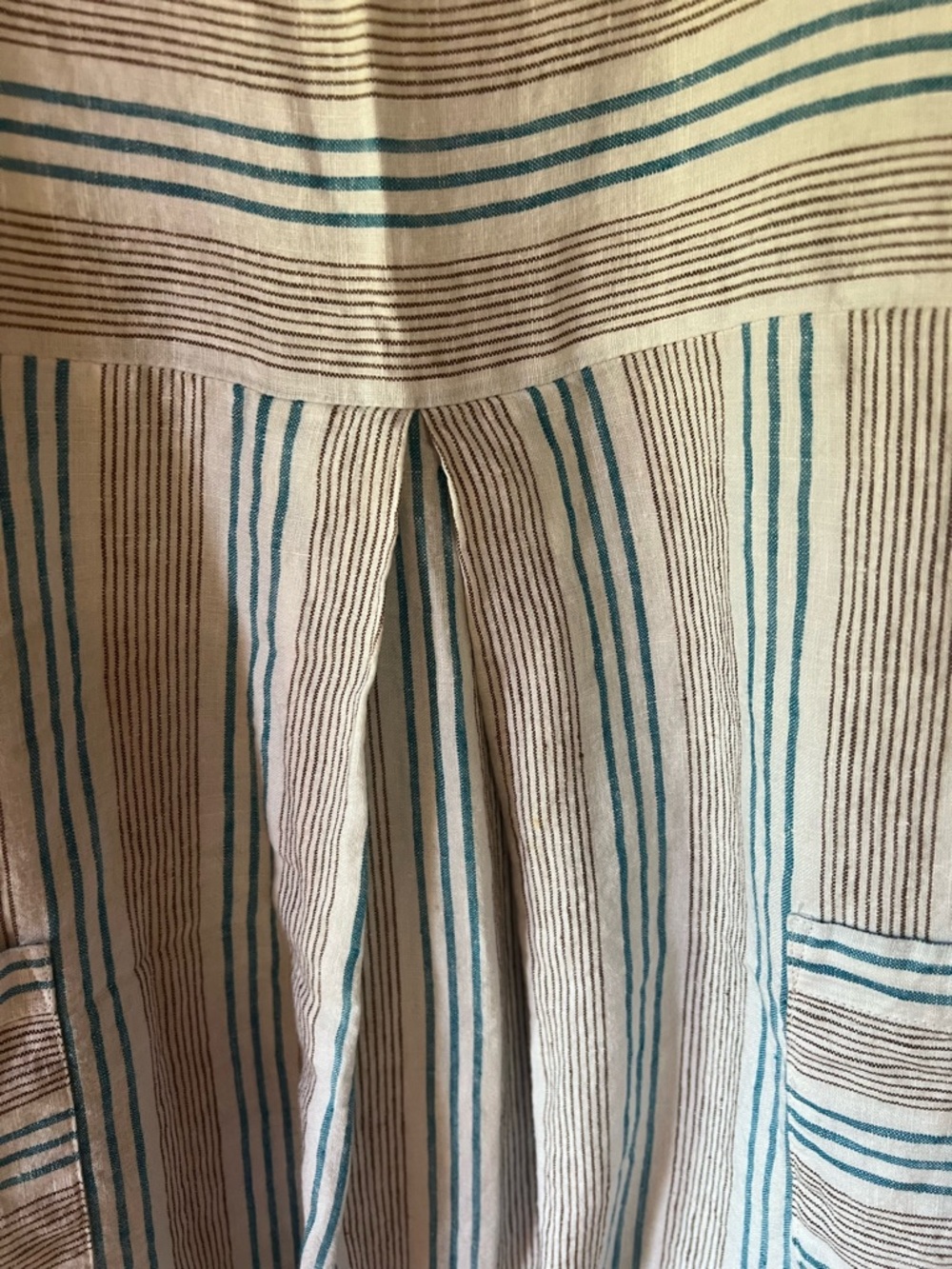 J.Jill Striped Sleeveless Linen Dress in White and Teal, Size M - Picture 2 of 10